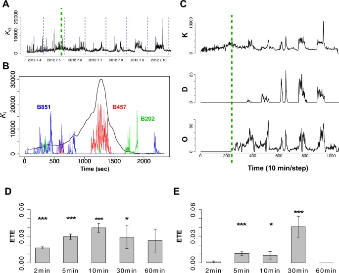 Spontaneous and information-induced bursting activities in honeybee hives